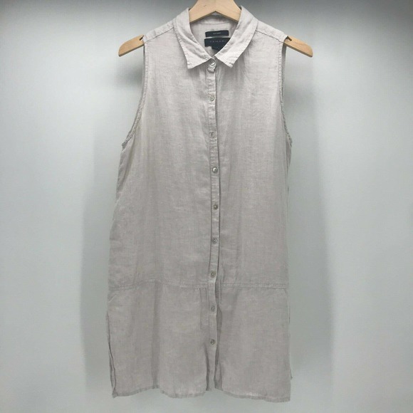 Tahari Sleeveless Button-Down Tunic - Light Gray - Picture 1 of 10